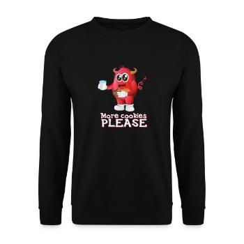 Mehr Plätzchen Bitte Weihnachtsmonstermilchzitat - Unisex Pullover - Schwarz - Vorne - Alina (178cm) & Michal (187cm)
