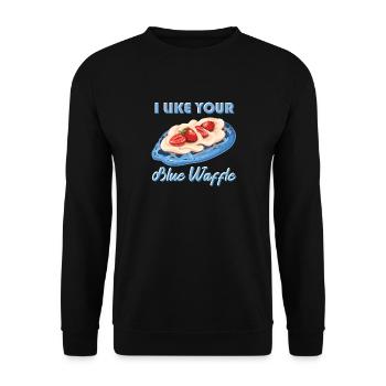 I like your blue waffle cookies strawberries - Unisex Sweatshirt - black - Front - Alina (178cm) & Michal (187cm)