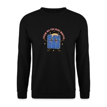 Zeig Mir Das Süße Gesicht Der Blauen Waffelkekse - Unisex Pullover - Schwarz - Vorne - Alina (178cm) & Michal (187cm)