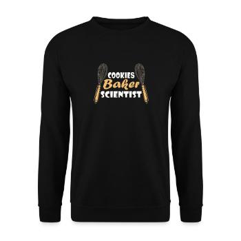 Сookie Baker Scientist Cook Weihnachtsschneebesen - Unisex Pullover - Schwarz - Vorne - Alina (178cm) & Michal (187cm)
