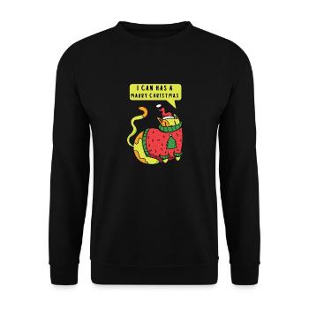 I can have a happy Christmas cat garland - Unisex Sweatshirt - black - Front - Alina (178cm) & Michal (187cm)