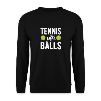 Tennis nimmt Bälle lustig Sportspieler Trainer Fan - Unisex Pullover - Schwarz - Vorne - Alina (178cm) & Michal (187cm)