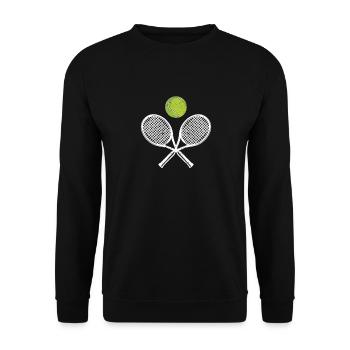 Tennis Crossed Racket Ball Funny Sports Game - Unisex Sweatshirt - black - Front - Alina (178cm) & Michal (187cm)