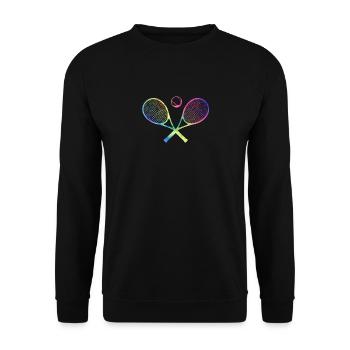 tennis raquettes croisées boule drôle sport jeux - Sweat-shirt Unisexe - noir - Devant - Alina (178cm) & Michal (187cm)
