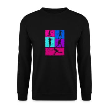 Tennisspieler Silhouette Trainer Fan Sport - Unisex Pullover - Schwarz - Vorne - Alina (178cm) & Michal (187cm)