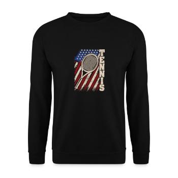 American flag tennis players coaches fans - Unisex Sweatshirt - black - Front - Alina (178cm) & Michal (187cm)