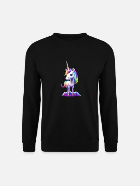 Süßes kleines Einhorn ist auf der Suche nach dir - Unisex Pullover - Schwarz