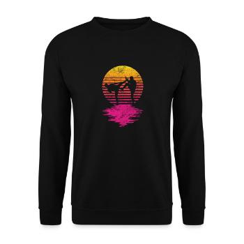 Muay Thai Vintage Retro Muay Thai Fighter Kickboxing - Sweat-shirt Unisexe - noir - Devant - Alina (178cm) & Michal (187cm)