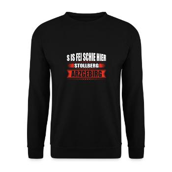 Erzgebirge Heimat Stollberg - Unisex Pullover - Schwarz - Vorne - Alina (178cm) & Michal (187cm)