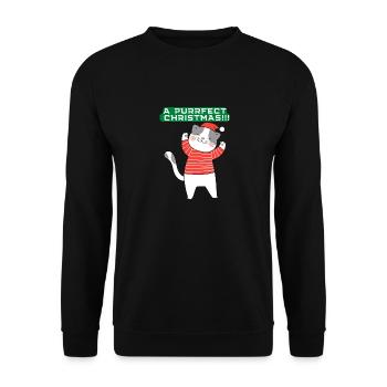 Christmas A purrfect Christmas Cat - Unisex Sweatshirt - black - Front - Alina (178cm) & Michal (187cm)