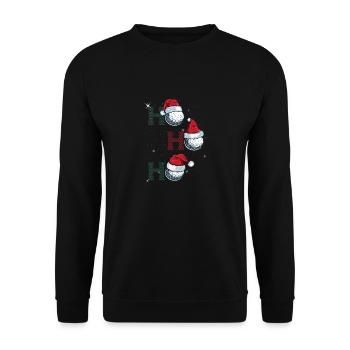 HoHoHo Lustiger Weihnachtsgolfer Golfball - Unisex Pullover - Schwarz - Vorne - Alina (178cm) & Michal (187cm)