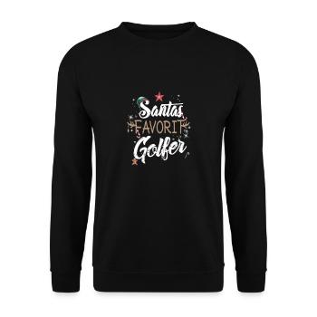 Pull de Noël moche joueur de golf préféré du Père Noël - Sweat-shirt Unisexe - noir - Devant - Alina (178cm) & Michal (187cm)