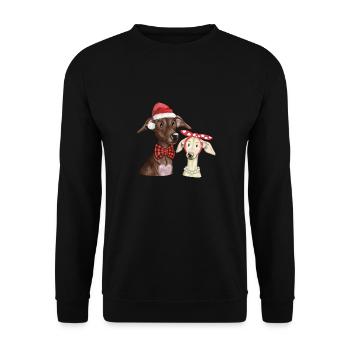 Italian Greyhound Whippet Christmas Dog - Unisex Sweatshirt - black - Front - Alina (178cm) & Michal (187cm)
