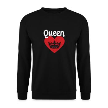 Queen Red Heart Crown Silhouette Couples Man - Unisex Sweatshirt - black - Front - Alina (178cm) & Michal (187cm)