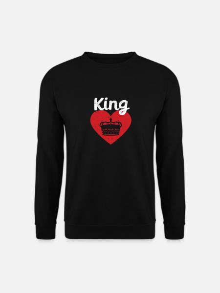 King Red Heart Crown Silhouette Couples Man Woman - Unisex Sweatshirt - black
