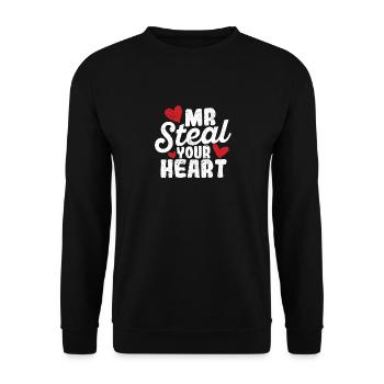 Mr. Steal Your Heart Couples de la Saint-Valentin Tout-petit - Sweat-shirt Unisexe - noir - Devant - Alina (178cm) & Michal (187cm)