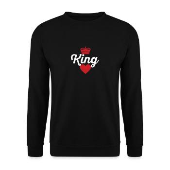 König Rotes Herz Krone Silhouette Paare Mann Frau - Unisex Pullover - Schwarz - Vorne - Alina (178cm) & Michal (187cm)