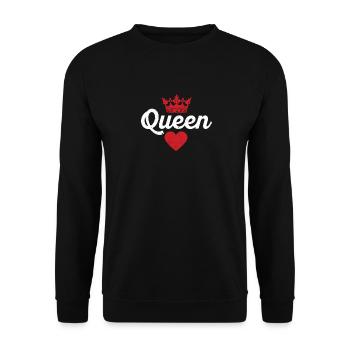 Queen Red Heart Crown Silhouette Couples Man - Unisex Sweatshirt - black - Front - Alina (178cm) & Michal (187cm)