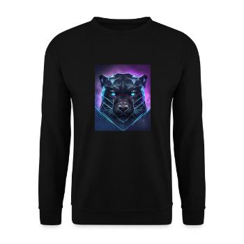 Geometric Panther Polygon Abstract Mystical - Unisex Sweatshirt - black - Front - Alina (178cm) & Michal (187cm)