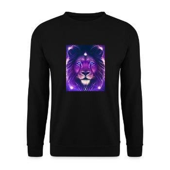 Geometric Leo Polygon Abstract Mystical - Unisex Sweatshirt - black - Front - Alina (178cm) & Michal (187cm)
