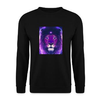 Polygone géométrique Lion Abstrait Mystique - Sweat-shirt Unisexe - noir - Devant - Alina (178cm) & Michal (187cm)