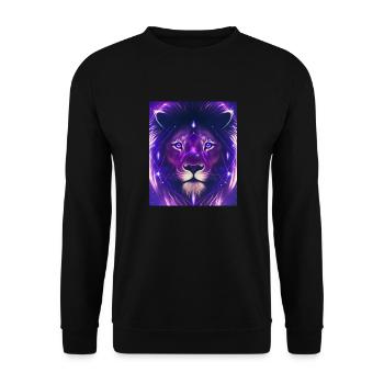 Polygone géométrique Lion Abstrait Mystique - Sweat-shirt Unisexe - noir - Devant - Alina (178cm) & Michal (187cm)