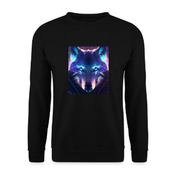 Geometrisch Wolf Polygon Abstrakt Mystisch - Unisex Pullover - Schwarz - Vorne - Alina (178cm) & Michal (187cm)