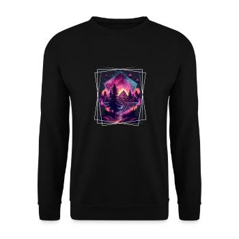Nature géométrique Trance Polygone Abstrait Mystique - Sweat-shirt Unisexe - noir - Devant - Alina (178cm) & Michal (187cm)