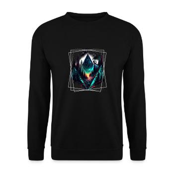 Nature géométrique Trance Polygone Abstrait Mystique - Sweat-shirt Unisexe - noir - Devant - Alina (178cm) & Michal (187cm)
