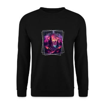 Nature géométrique Trance Polygone Abstrait Mystique - Sweat-shirt Unisexe - noir - Devant - Alina (178cm) & Michal (187cm)