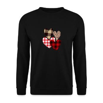 Cœurs Léopard Plaid Buffle Coeur Amour Valentin - Sweat-shirt Unisexe - noir - Devant - Alina (178cm) & Michal (187cm)