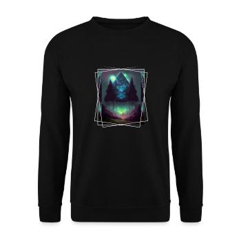 Nature géométrique Trance Polygone Abstrait Mystique - Sweat-shirt Unisexe - noir - Devant - Alina (178cm) & Michal (187cm)