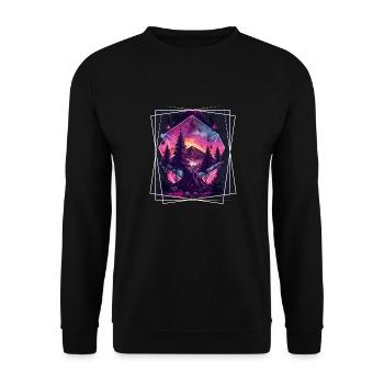 Nature géométrique Trance Polygone Abstrait Mystique - Sweat-shirt Unisexe - noir - Devant - Alina (178cm) & Michal (187cm)