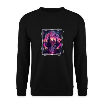 Nature géométrique Trance Polygone Abstrait Mystique - Sweat-shirt Unisexe - noir - Devant - Alina (178cm) & Michal (187cm)