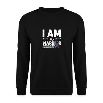 Je suis un guerrier, Ruban rouge et bleu HLHS Sensibilisation - Sweat-shirt Unisexe - noir - Devant - Alina (178cm) & Michal (187cm)