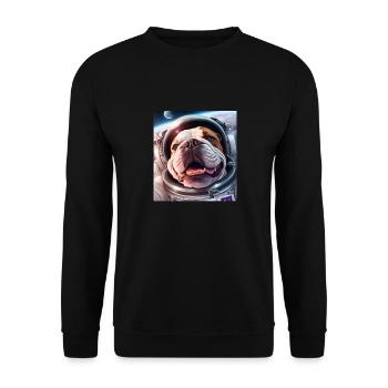 Bulldog Astronaut Dog Outer Space - Unisex Sweatshirt - black - Front - Alina (178cm) & Michal (187cm)