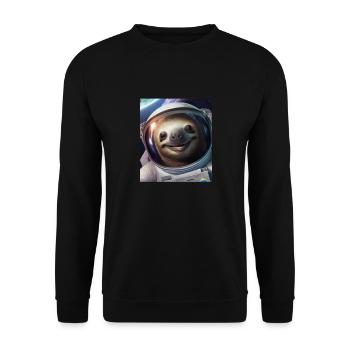 Faultier Astronaut Space Weltall Weltraum - Unisex Pullover - Schwarz - Vorne - Alina (178cm) & Michal (187cm)
