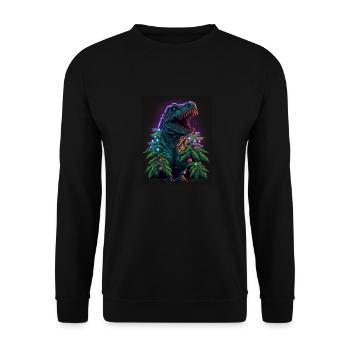 Dino T-Rex Christmas Tree Fairy Lights Hiver - Sweat-shirt Unisexe - noir - Devant - Alina (178cm) & Michal (187cm)
