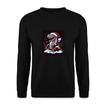 Dino T-Rex Christmas Tree Fairy Lights Hiver - Sweat-shirt Unisexe - noir - Devant - Alina (178cm) & Michal (187cm)