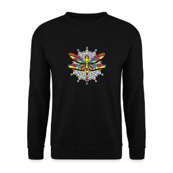 Libelle Libelle Libellen Mandala - Unisex Pullover - Schwarz - Vorne - Alina (178cm) & Michal (187cm)