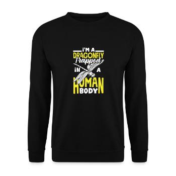 Libellenlibelle Libellen Entomologie - Unisex Pullover - Schwarz - Vorne - Alina (178cm) & Michal (187cm)