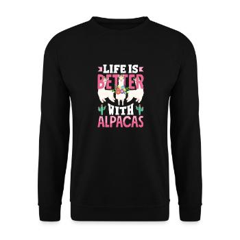 Alpagas Mammifères LLamas La vie des alpagas est meilleure avec - Sweat-shirt Unisexe - noir - Devant - Alina (178cm) & Michal (187cm)