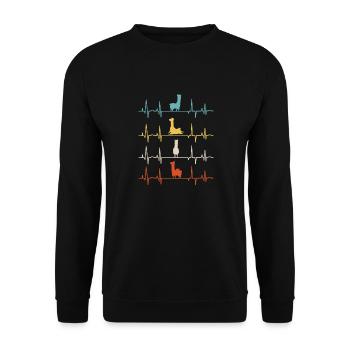 Alpacas Mammals LLamas Alpaca Heartbeat - Unisex Sweatshirt - black - Front - Alina (178cm) & Michal (187cm)