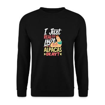 Alpagas mammifères LLamas Alpaga que j’adore vraiment - Sweat-shirt Unisexe - noir - Devant - Alina (178cm) & Michal (187cm)