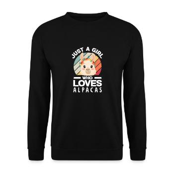 Alpagas Mammifères LLamas Alpaga Juste une fille qui - Sweat-shirt Unisexe - noir - Devant - Alina (178cm) & Michal (187cm)