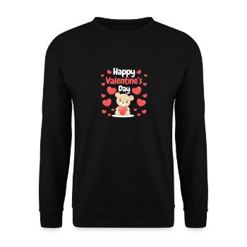 Bonne Saint-Valentin Bear Hearts Love Heart - Sweat-shirt Unisexe - noir - Devant - Alina (178cm) & Michal (187cm)