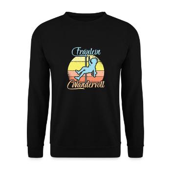 Fräulein Wandervoll Bergsteigerin Bergsteigen - Unisex Pullover - Schwarz - Vorne - Alina (178cm) & Michal (187cm)