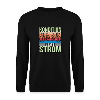 Kondition Statt Strom Fahrradfahrer Drahtesel - Unisex Pullover - Schwarz - Vorne - Alina (178cm) & Michal (187cm)