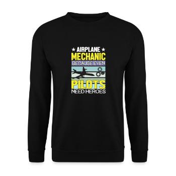Flugzeugpilot Des Flugzeugmechanikers - Unisex Pullover - Schwarz - Vorne - Alina (178cm) & Michal (187cm)