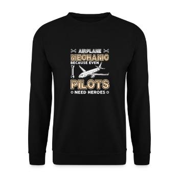 Flugzeugpilot Des Flugzeugmechanikers - Unisex Pullover - Schwarz - Vorne - Alina (178cm) & Michal (187cm)